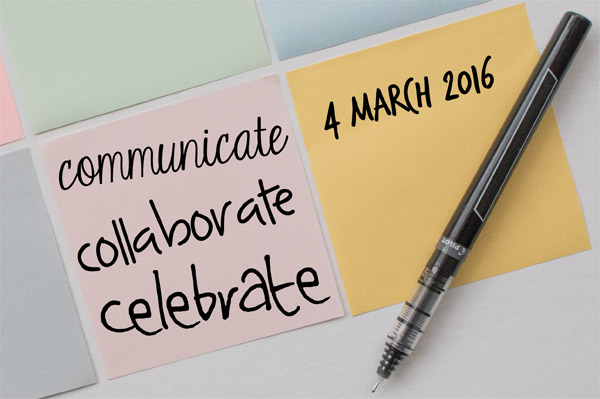 Communicate Collaborate Celebrate graphic