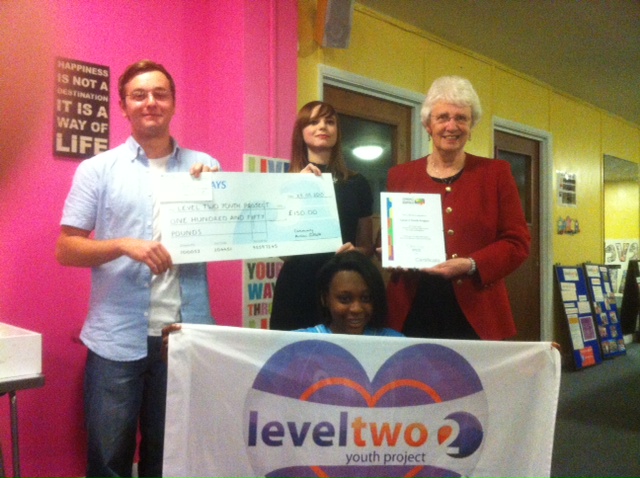 Level 2 receiving runners up award for Anne Dunford OBE Youth Participation Award, from Anne Dunford